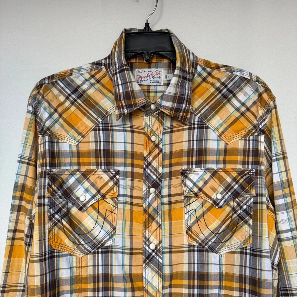 True Religion Men’s “Rocky” Plaid Western Snap Shirt – Size XL